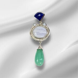 Whitney Kelly Sterling Silver Lapis Lace Agate Chrysoprase Pendant